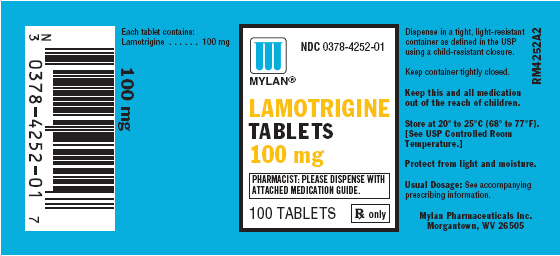 Lamotrigine 100 mg tablets in bottles of 100