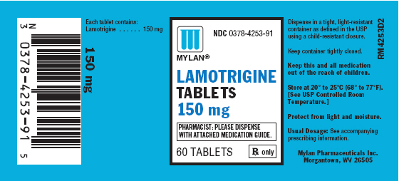 Lamotrigine 150 mg tablets in bottles of 60