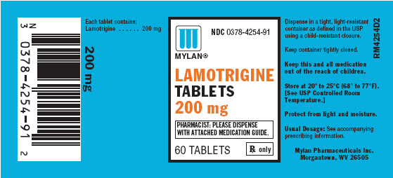 Lamotrigine 200 mg tablets in bottles of 60