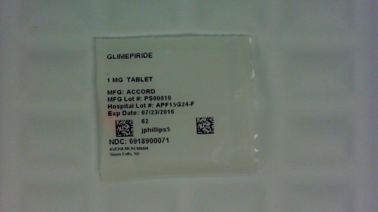 Glimepiride 1 mg tablet label