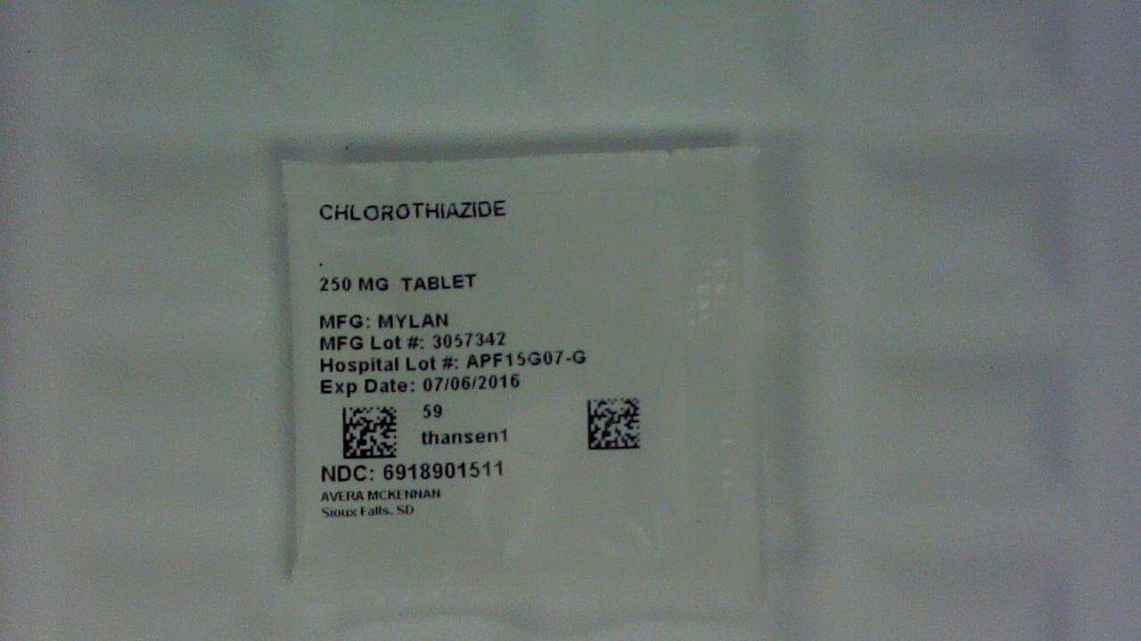 Chlorothiazide 250 mg tablet label