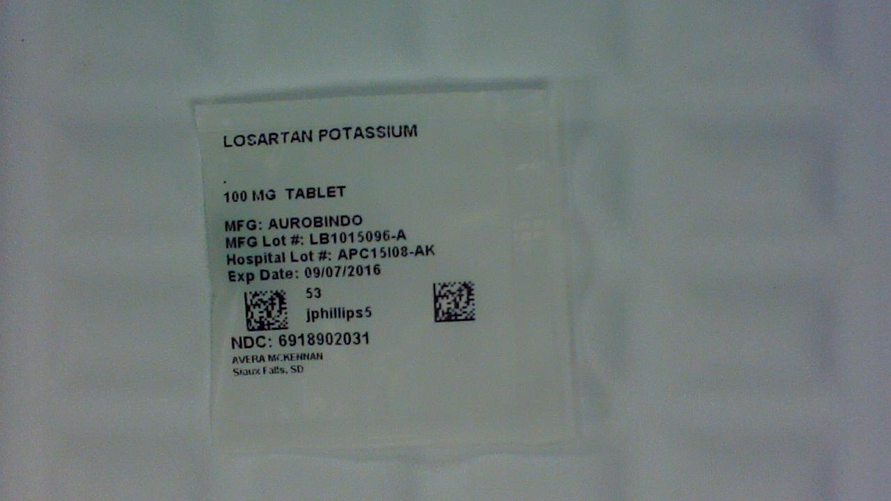 Losartan Potassium 100mg tablet label