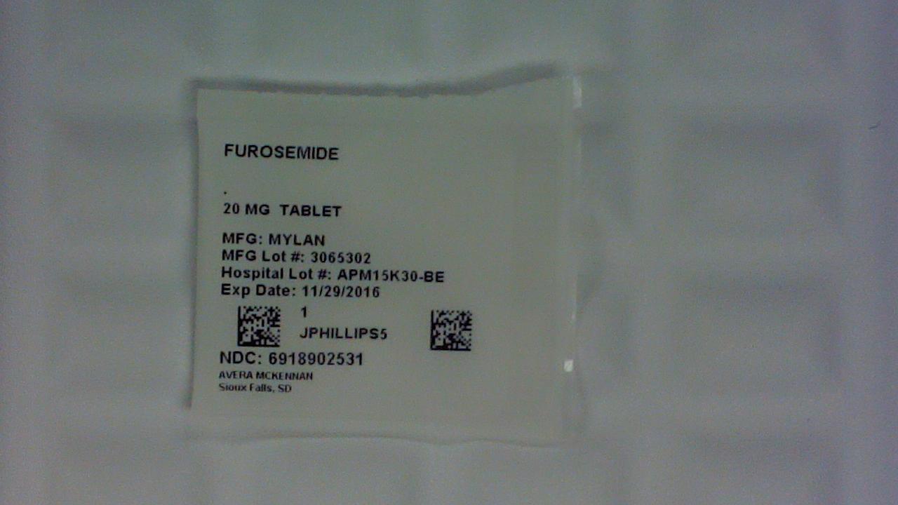 Furosemide 20 mg tablet label