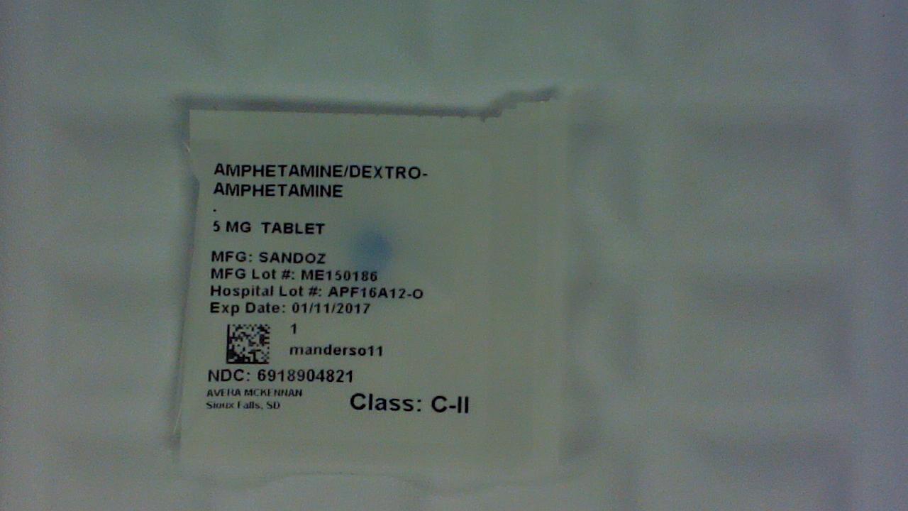 Amphetamine/Dextroamphetamine 5 mg tablet