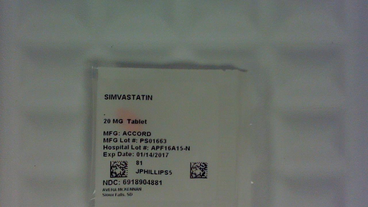 Simvastatin 20 mg tablet