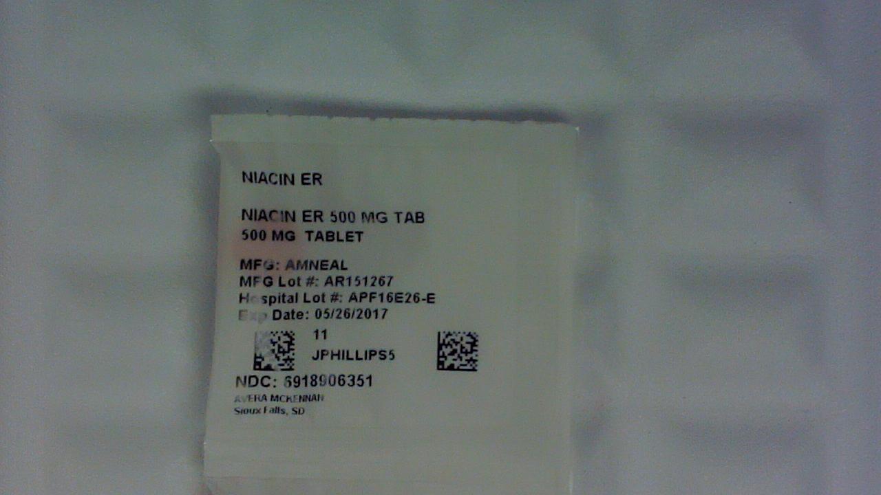 Niacin CR 500 mg tablet