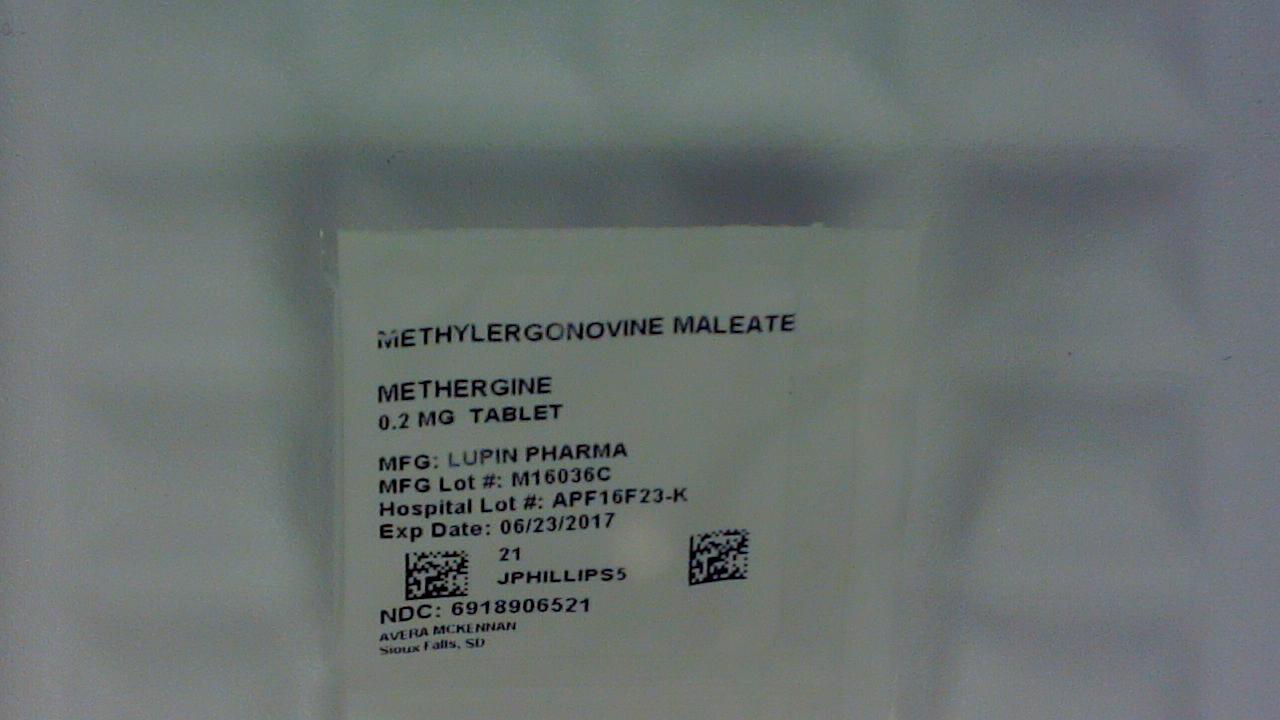 Methylergonovine 0.2 mg tablet