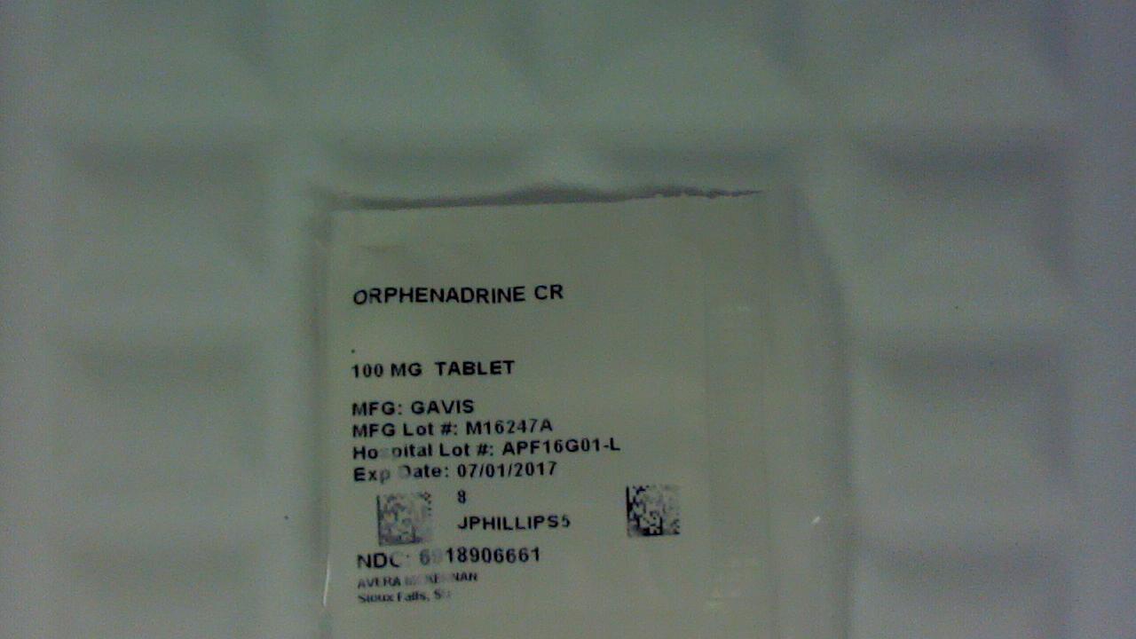 Orphenadrine Citrate CR 100 mg tablet
