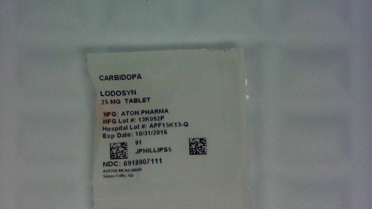 Carbidopa 25 mg tablet label