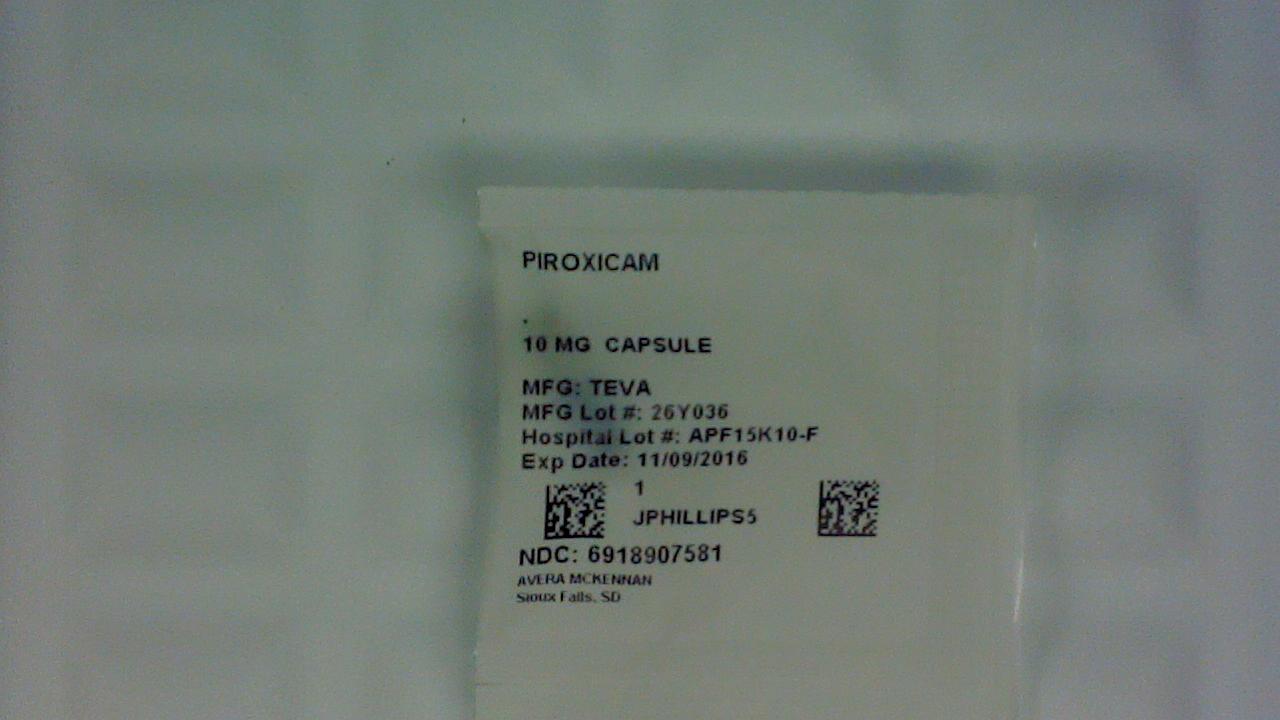Piroxicam 10 mg capsule label