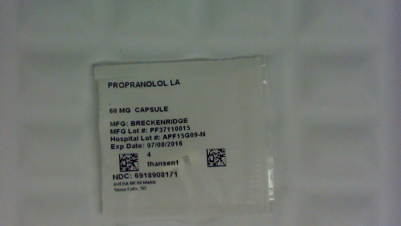 Propranolol LA 60 mg capsule label