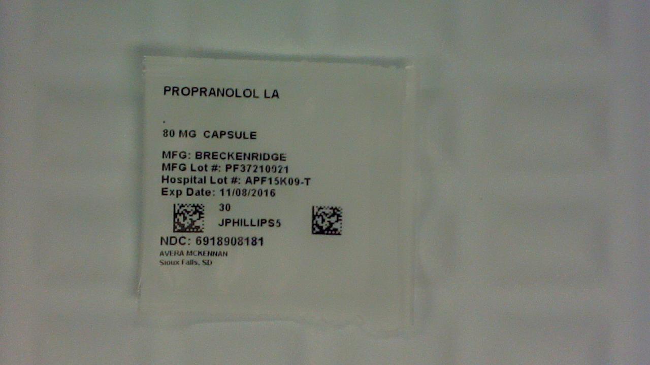 Propranolol ER 80 mg capsule label