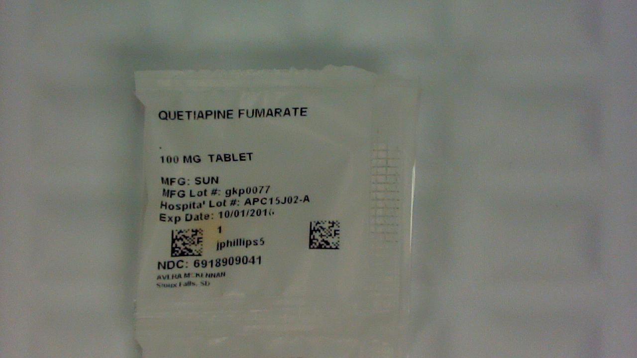 Quetiapine Fumarate 100 mg tablet label