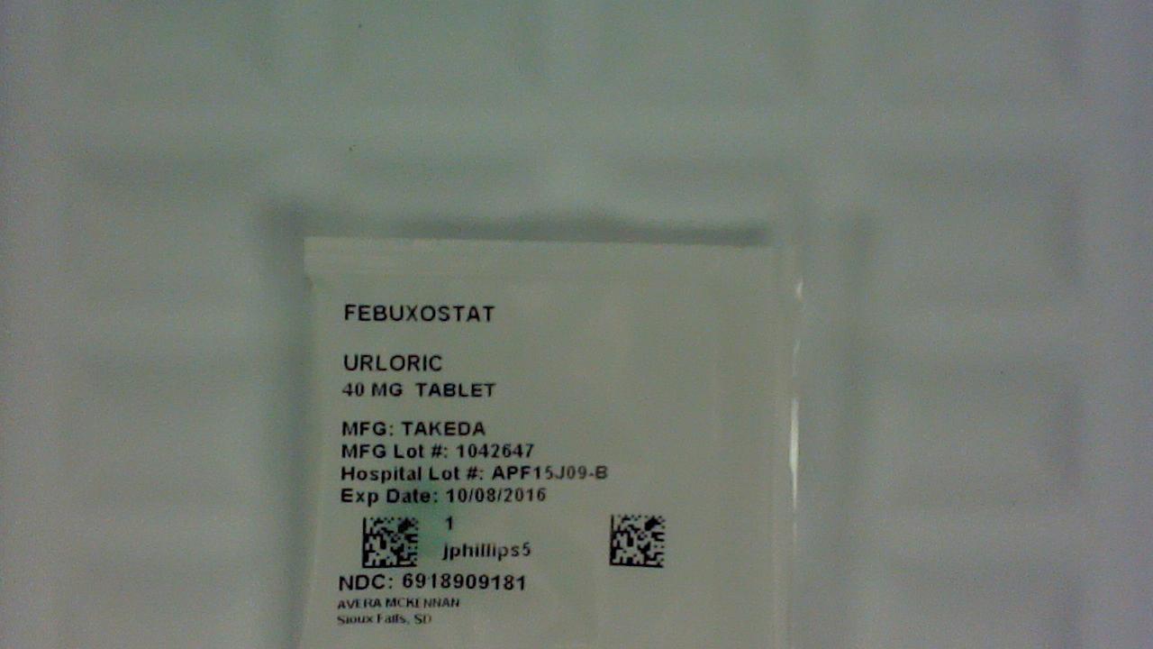 Febuxostat 40 mg tablet label
