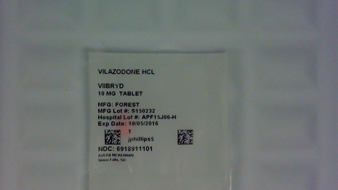 Vilazodone 10 mg tablet label