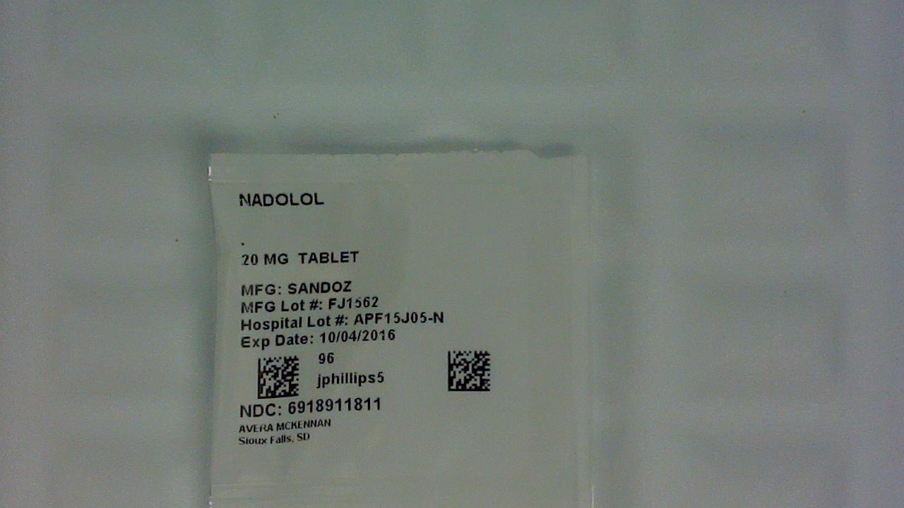 Nadolol 20 mg Label