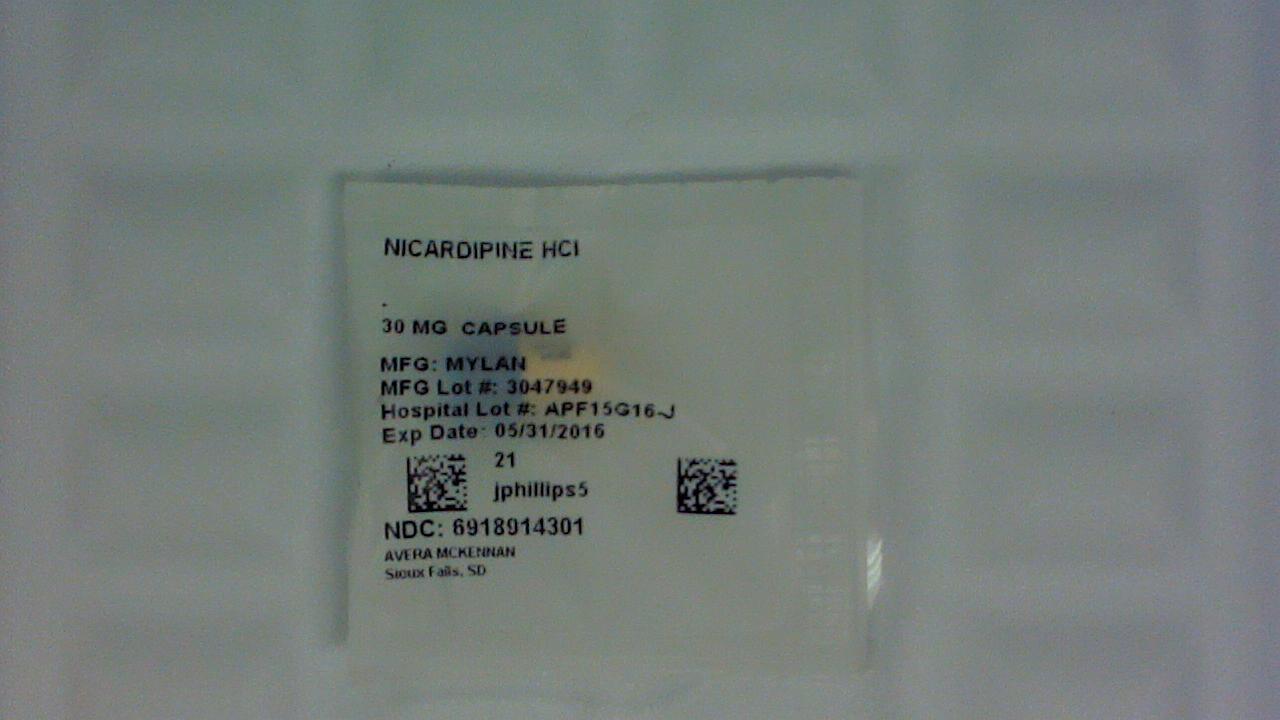 Nicardipine 30 mg capsule label
