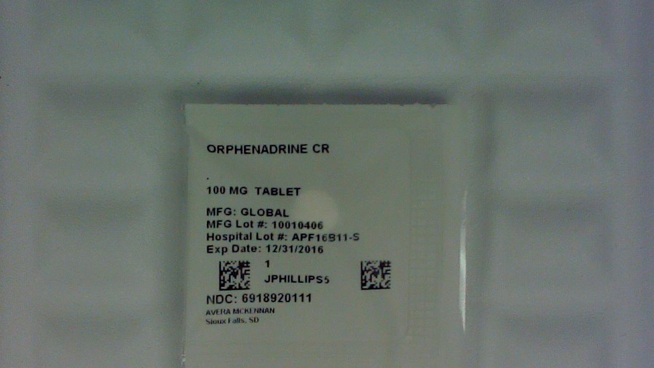Orphenadrine Citrate 100 mg tablet