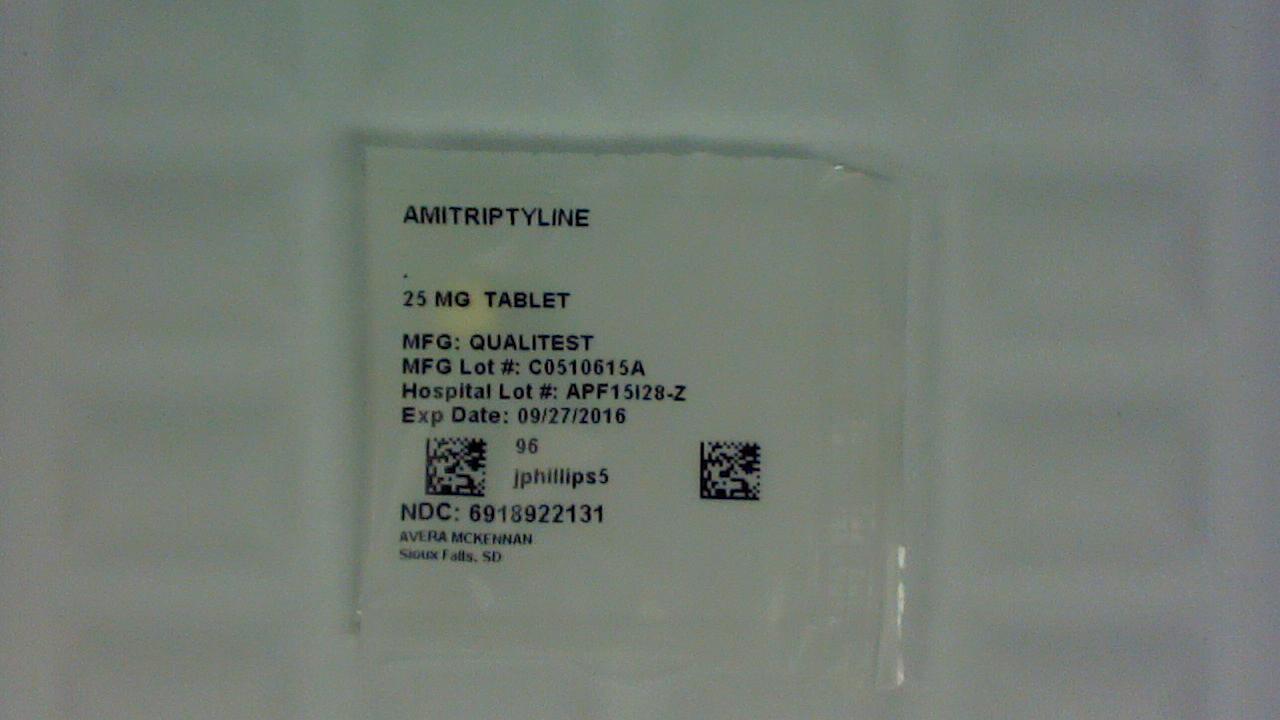 Amitriptyline 25 mg tablet label