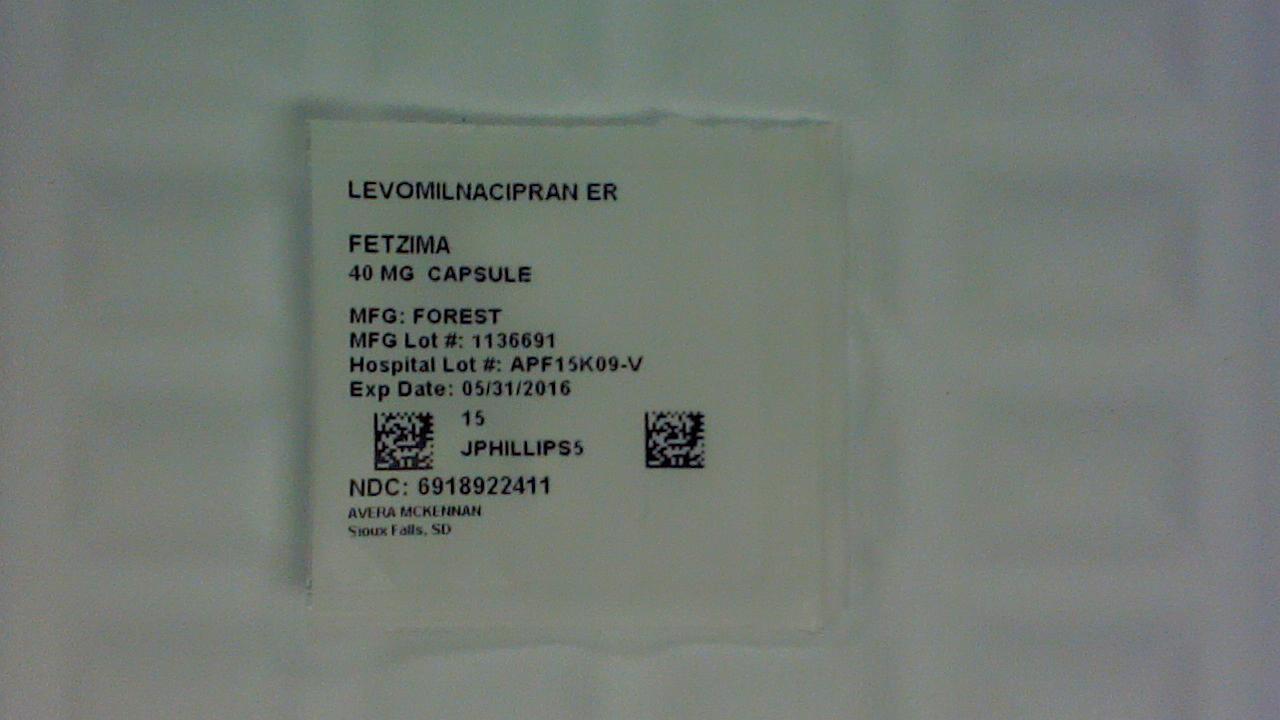 Levomilnacipran ER 40 mg capsule label