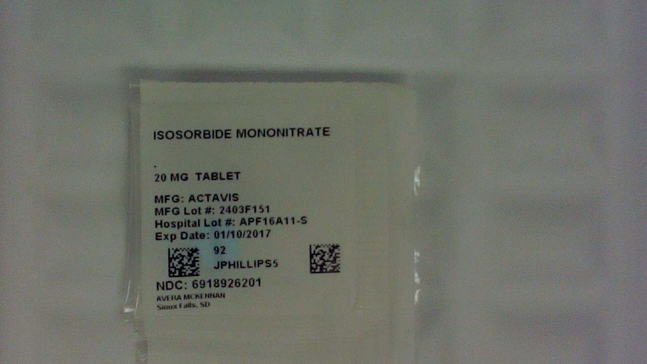 Isosorbide Mononitrate 20 mg tablet