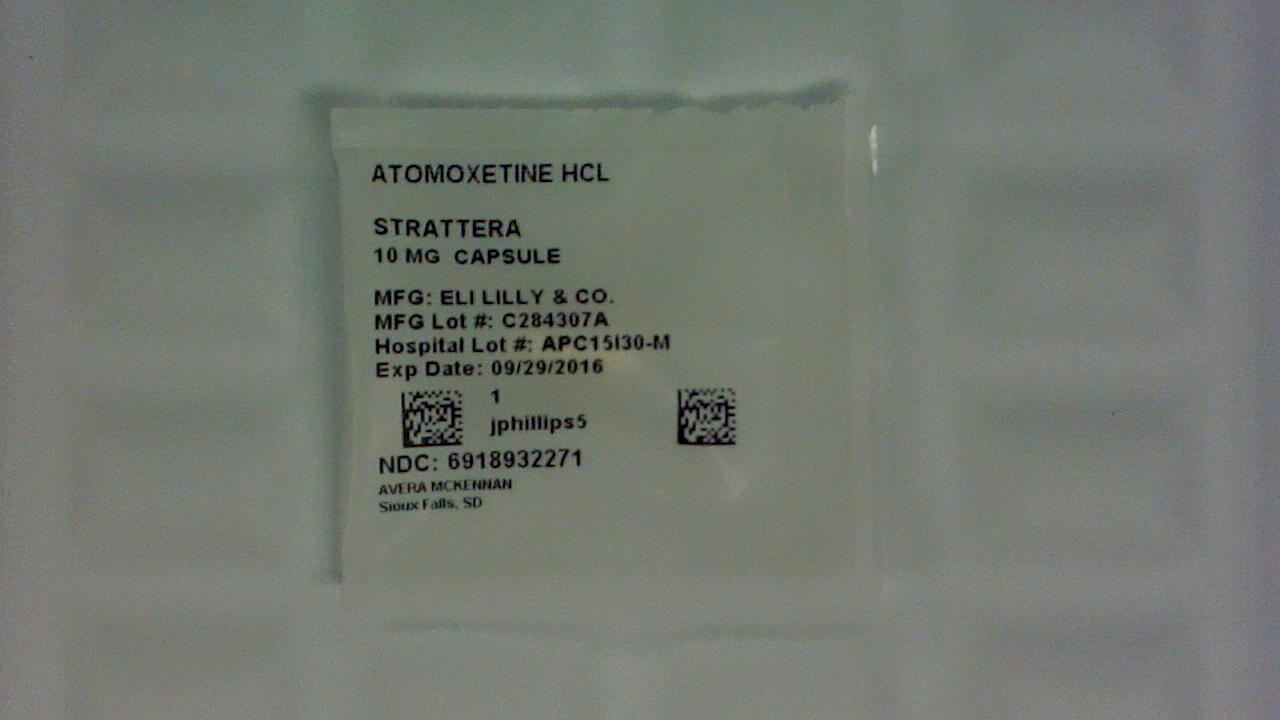 Atomoxetine 10 mg capsule label