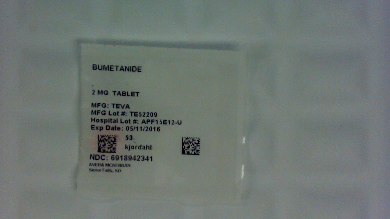 Bumetanide 2 mg tablet label