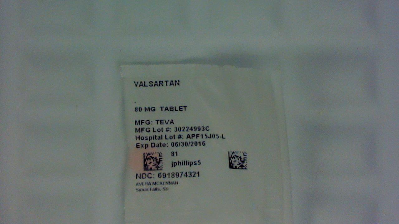 Valsartan 80 mg tablet label