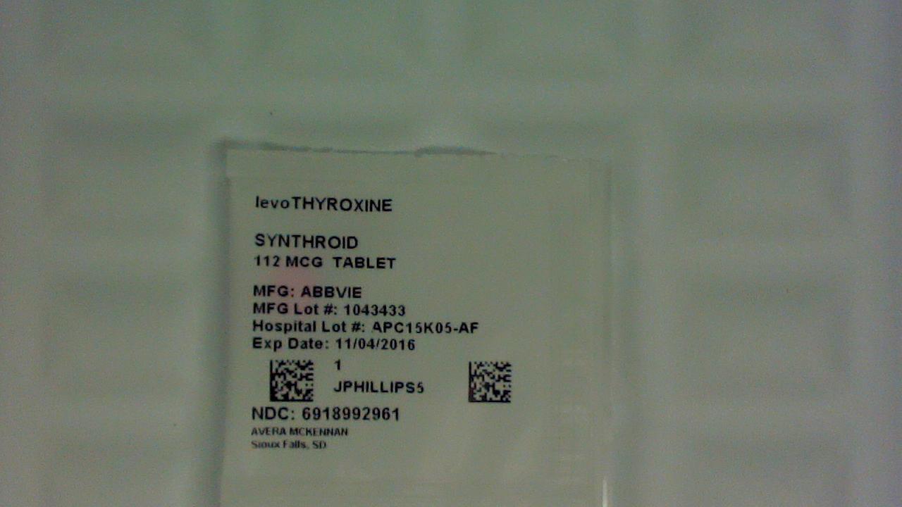 Levothyroxine 112 mcg tablet label
