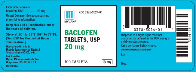 Baclofen Tablets 20 mg Bottles