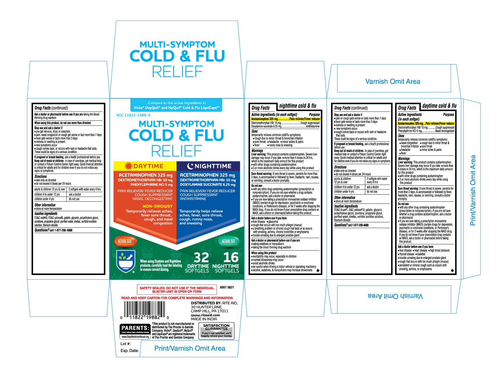695T Multi Symptom Cold and Flu Relief DaytimeNighttime Softgels Carton 48s