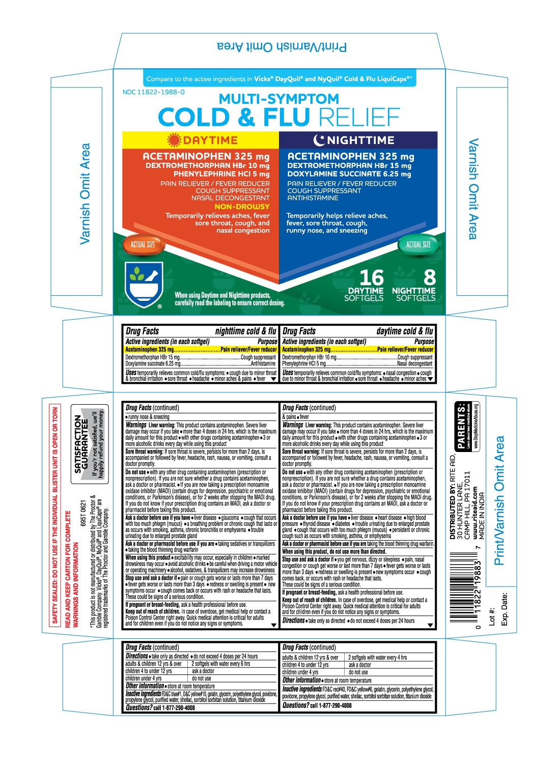 695T Multi-Symptom Cold and Flu Relief DaytimeNighttime Softgels Carton 24s
