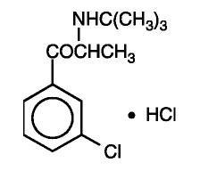 Bupropion hydrochloride structural formula