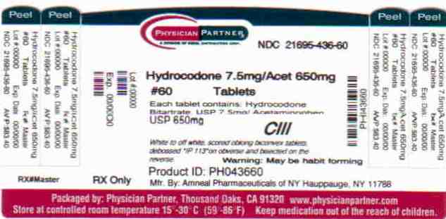 Hydrocodone 7.5mg/Acet 650mg