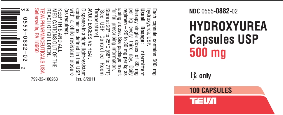 Hydroxyurea Capsules UPS 500 mg 100s Label