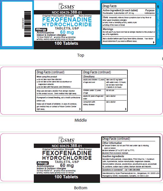 Fexofenadine HCl Tablets, USP 60 mg Bottle Label - Front Layer