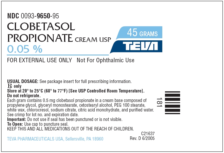 Clobetasol Propionate Cream 0.05% 45 Grams Label