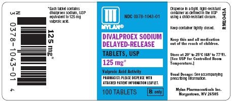 Divalproex DR 125 mg tablets in bottles of 100