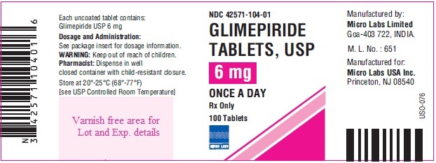 Glimepiride Tablets 6 mg container label