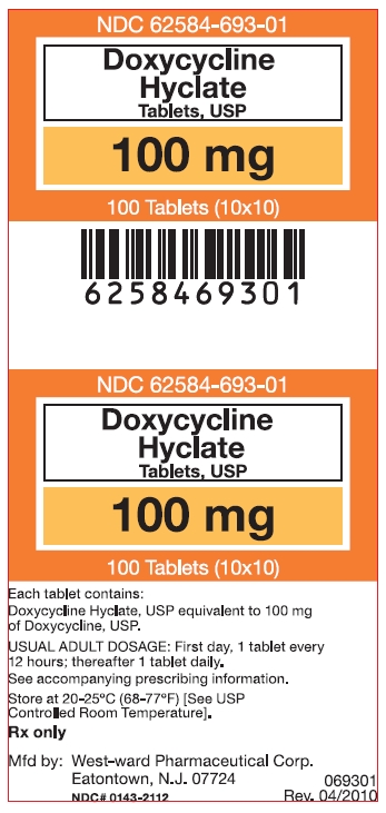 Doxycyclilne Hyclate Tablets 100 mg label