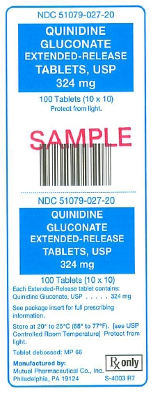 Quinidine Gluconate Extended-Release 324 mg Tablets Unit Carton Label