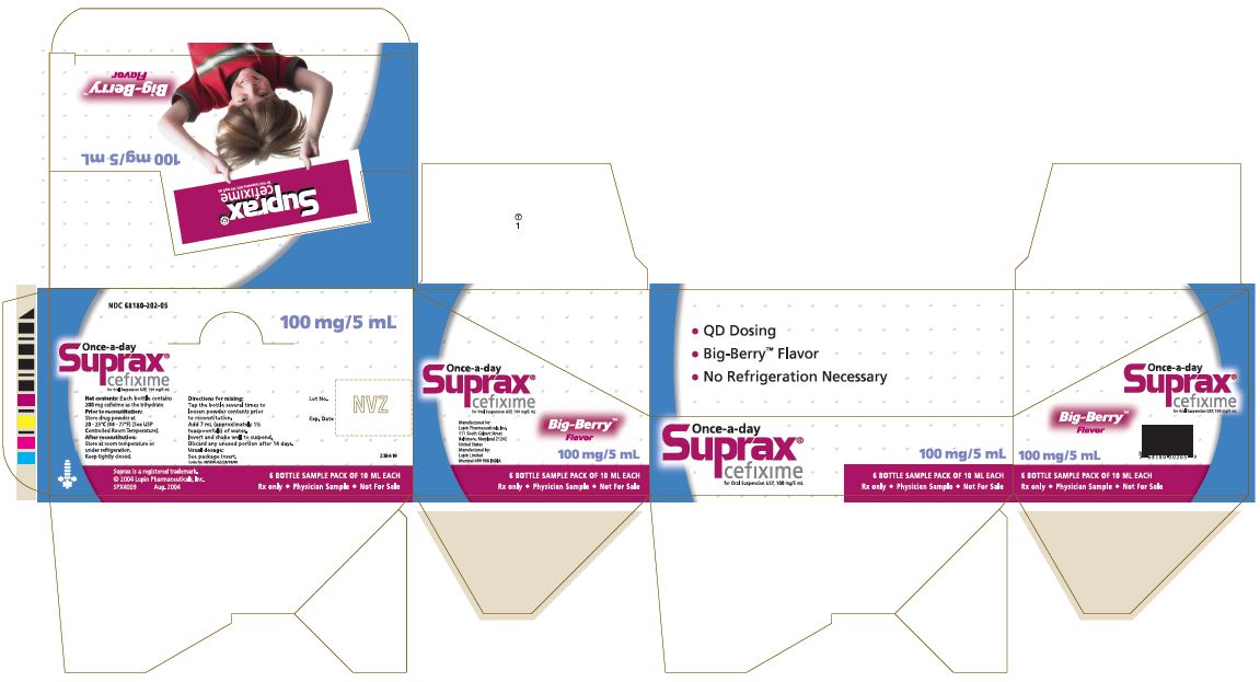 SUPRAX CEFIXIME FOR ORAL SUSPENSION USP
100 mg/5 mL
Rx only
NDC 68180-202-05: Carton for 10 mL x 6 Bottles (Physician Sample Pack