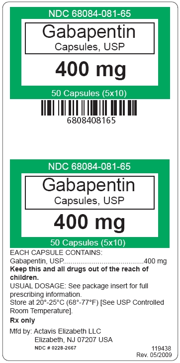 Gabapentin Capsules 400 mg (5 x 10) label