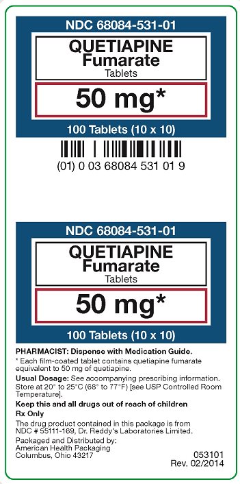 Quetiapine Fumarate Tablets 50 mg Label 