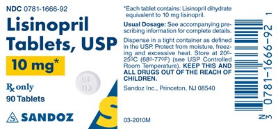 Lisinopril 10 mg Label