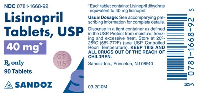 Lisinopril 40 mg Label
