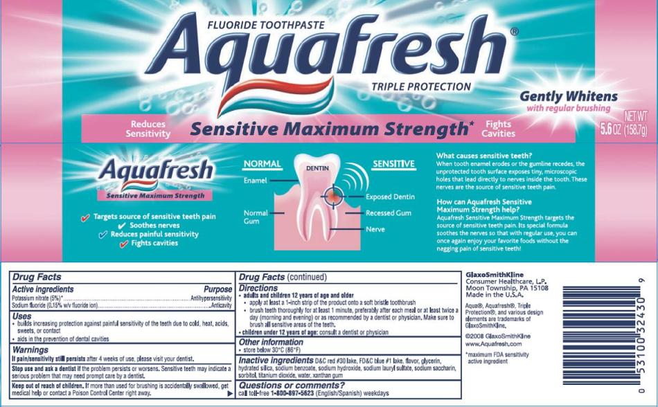 Aquafresh Sensitive Maximum Strength carton