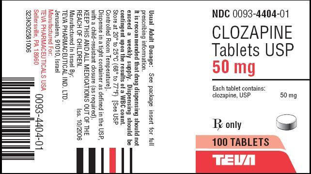 Clozapine Tablets 50 mg 100s label