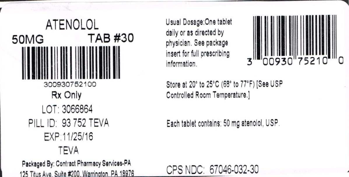 Atenolol Tablets USP 50 mg 100s Label 