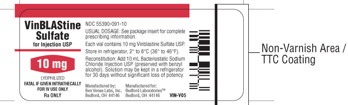 Vial label for Vinblastine Sulfate for Injection USP 10 mg